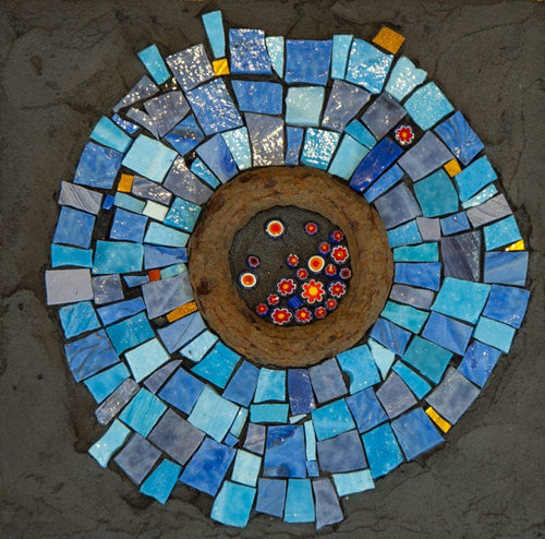 Art by Sue Leitch Mandala Blue Zone Mosaic