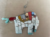 Dainty Pale blue and red Elephant mosaic artwork handmade  by mosaic artist Sue Leitch