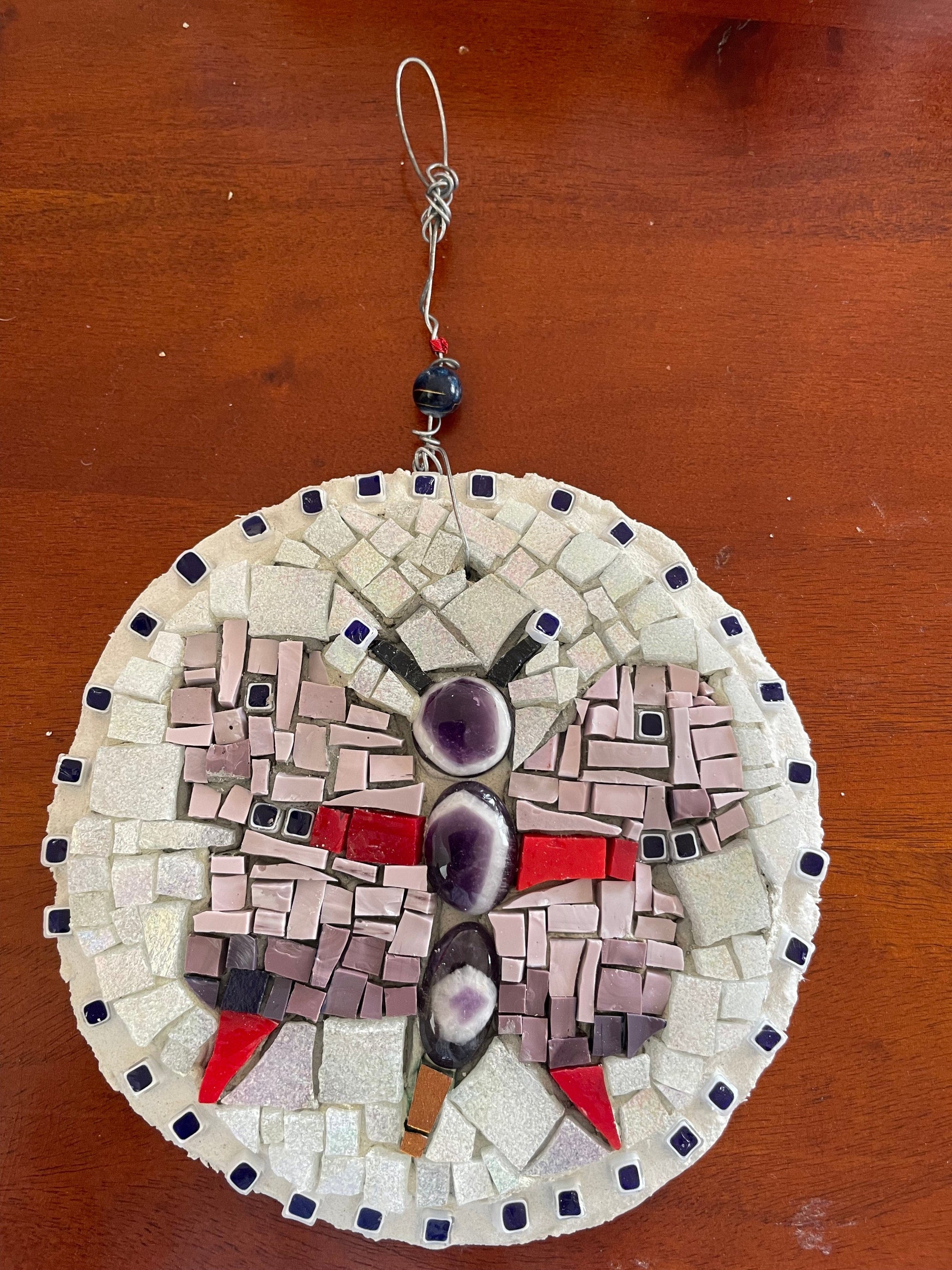WinterCreek Mosaics Mandala colour Butterfly Mosaic Artwork - Red and  purple with natural highlights in white and creams