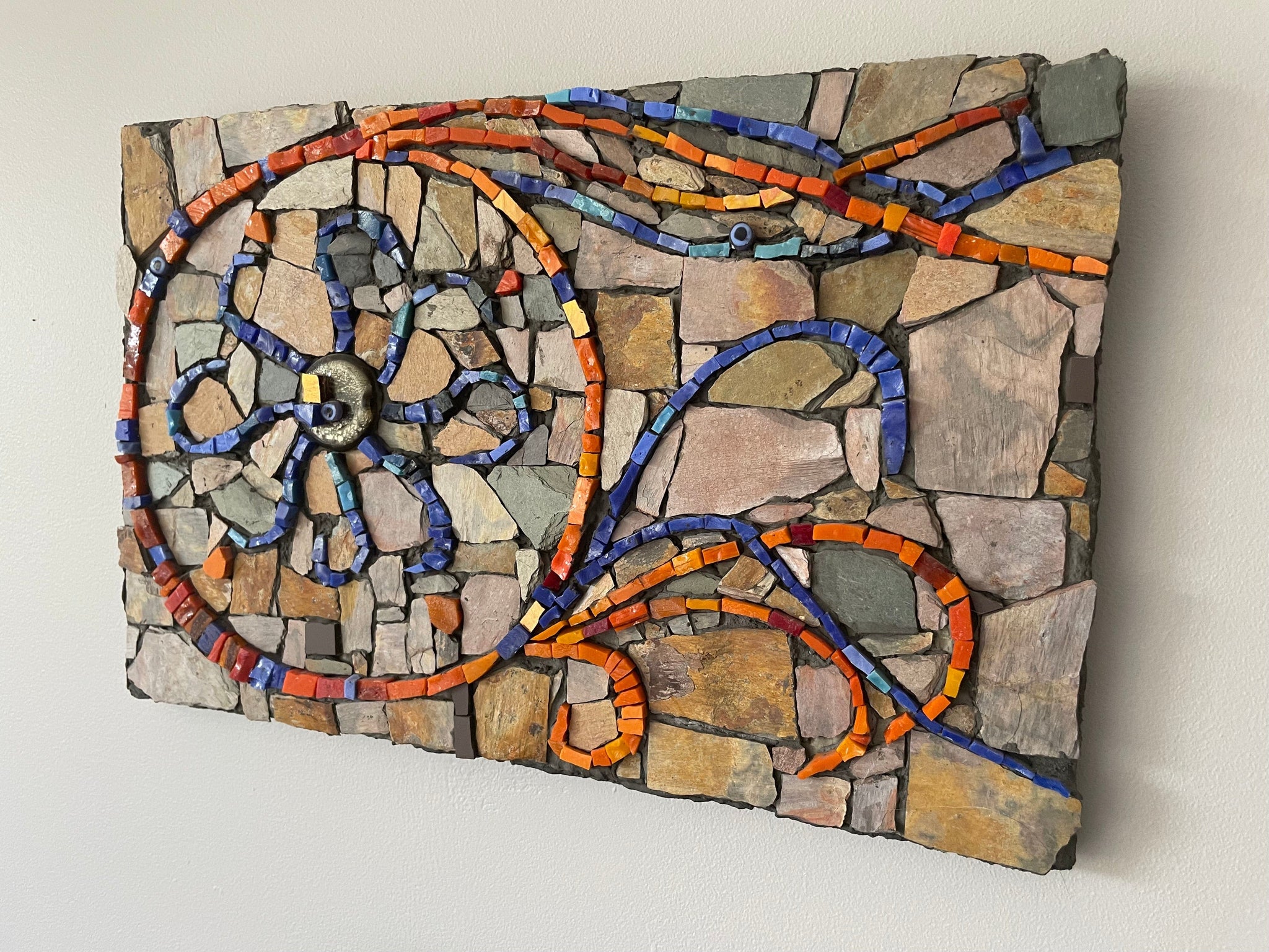 Suzanne Mosaic Artwork; Mosaic mandala- Colours of the Mediterranean Sea for  your home.