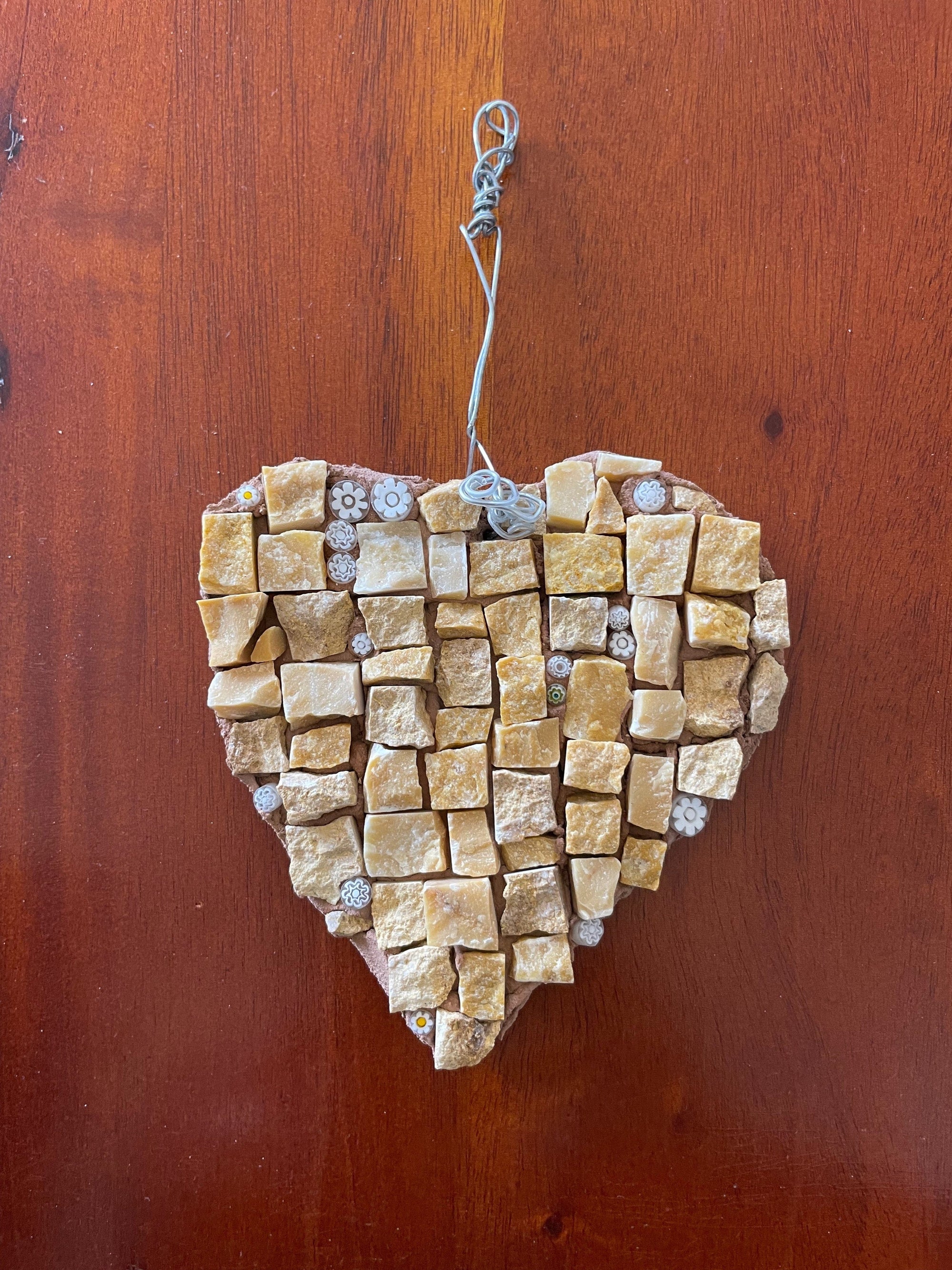 WinterCreek Mosaics Mosaic heart - Handmade Mosaic artwork - shining star 🌟  heart - made with marble and with tiny star glass beads made in Venice.