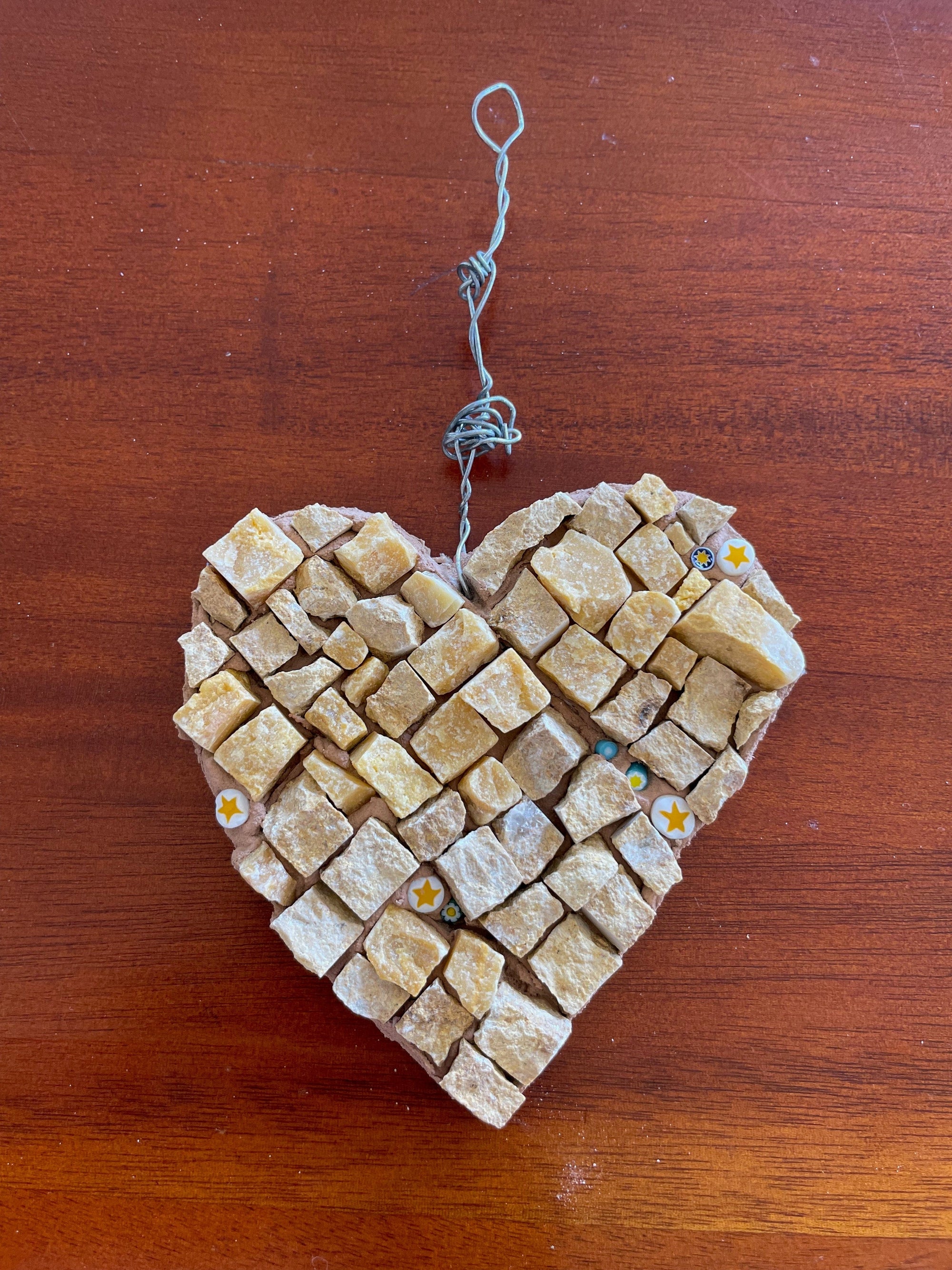 WinterCreek Mosaics Mosaic heart - Handmade Mosaic artwork - shining star 🌟  heart - made with marble and with tiny star glass beads made in Venice.