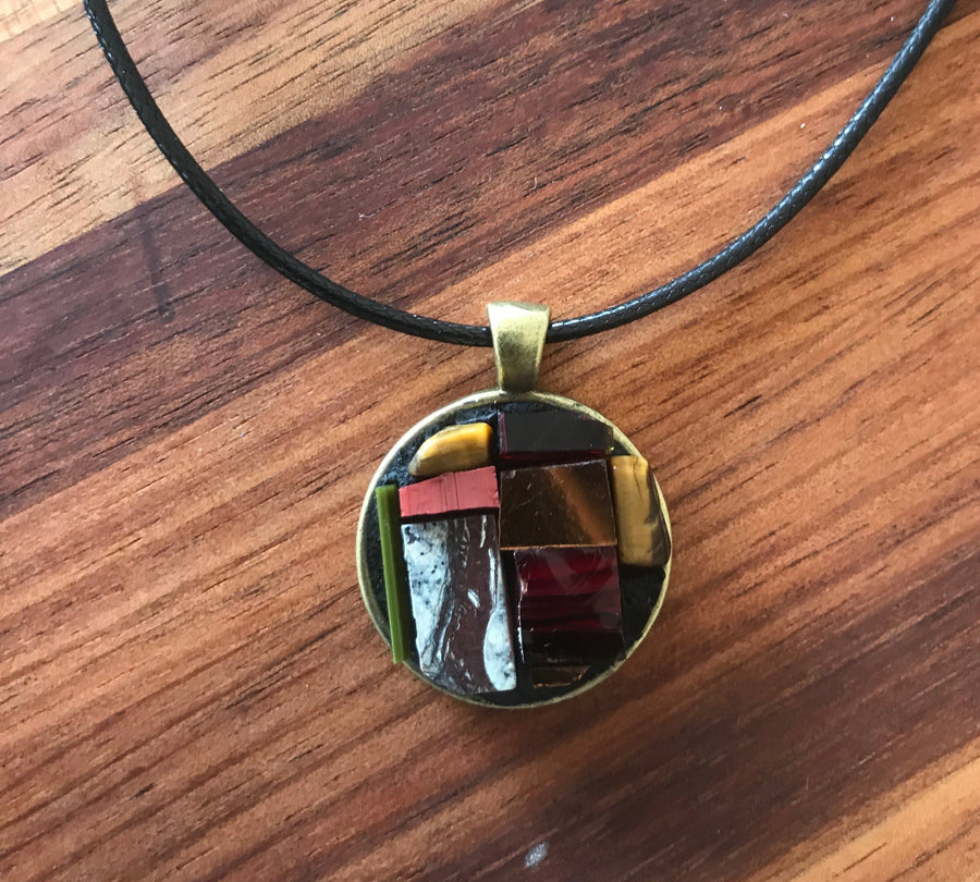 WinterCreek Mosaics Mosaic jewellery Mosaic pendant earthy tones