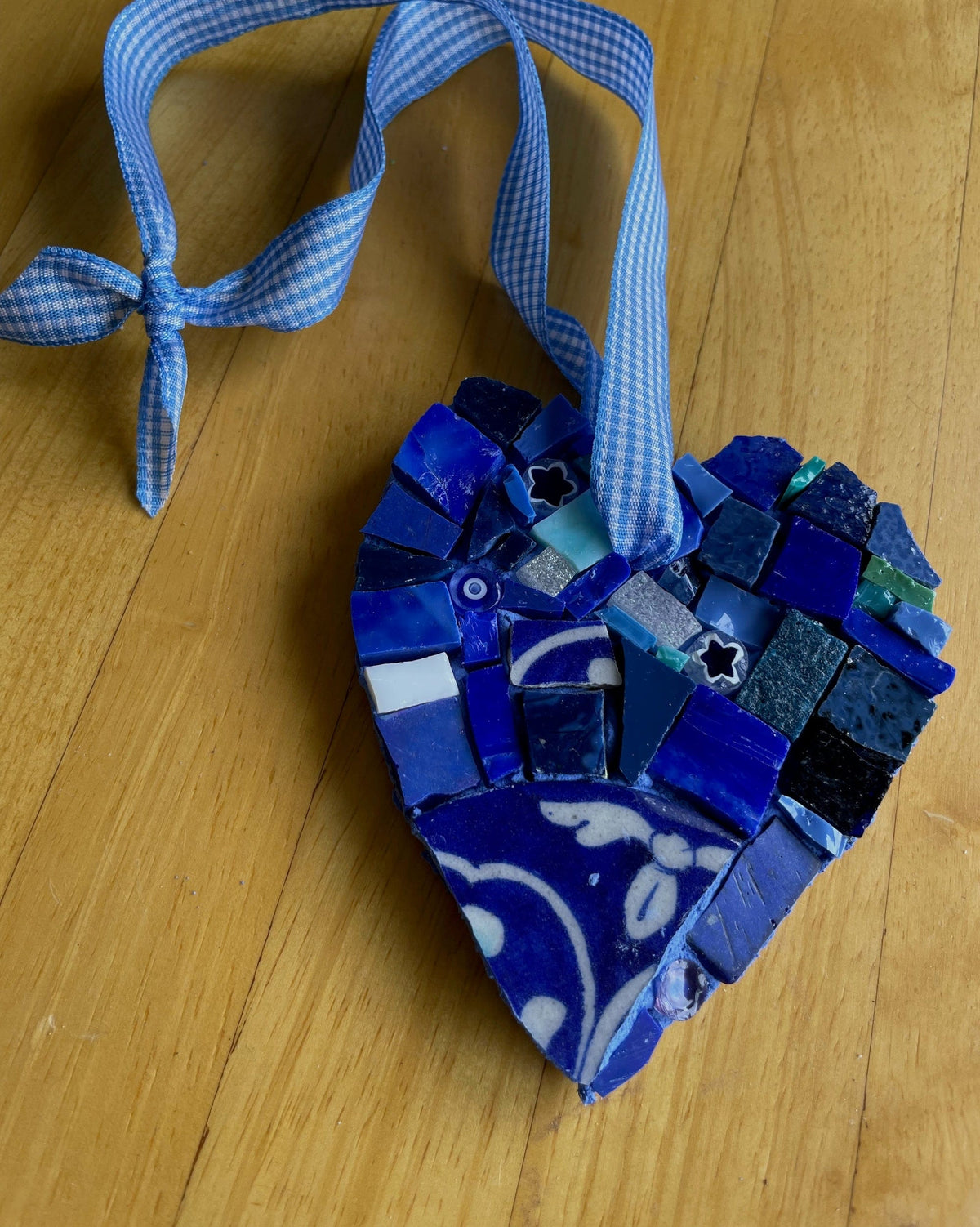 WinterCreek Mosaics Small work "Blue" Heart mosaic