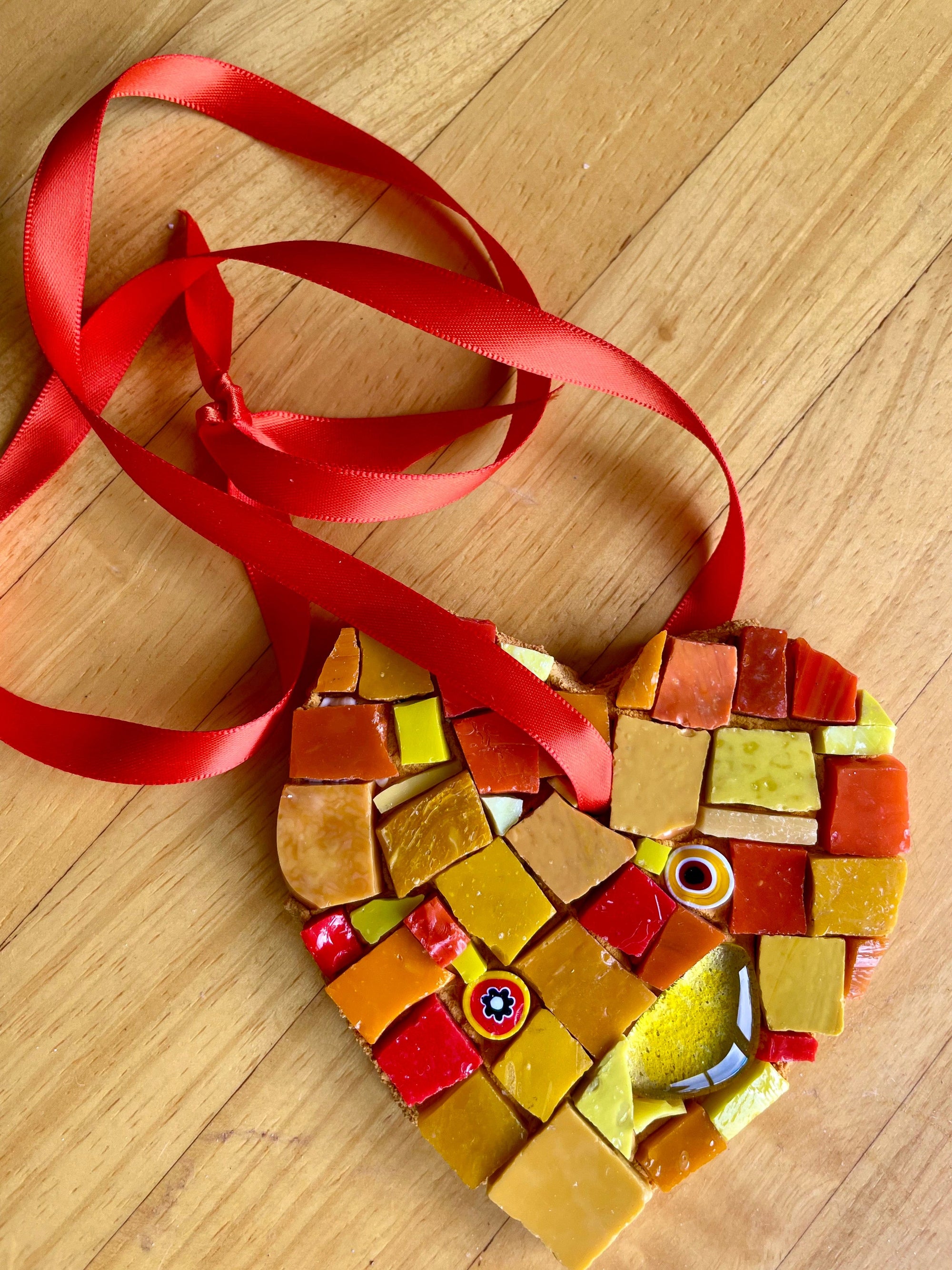 WinterCreek Mosaics Small work "Orange Glow" Mosaic heart
