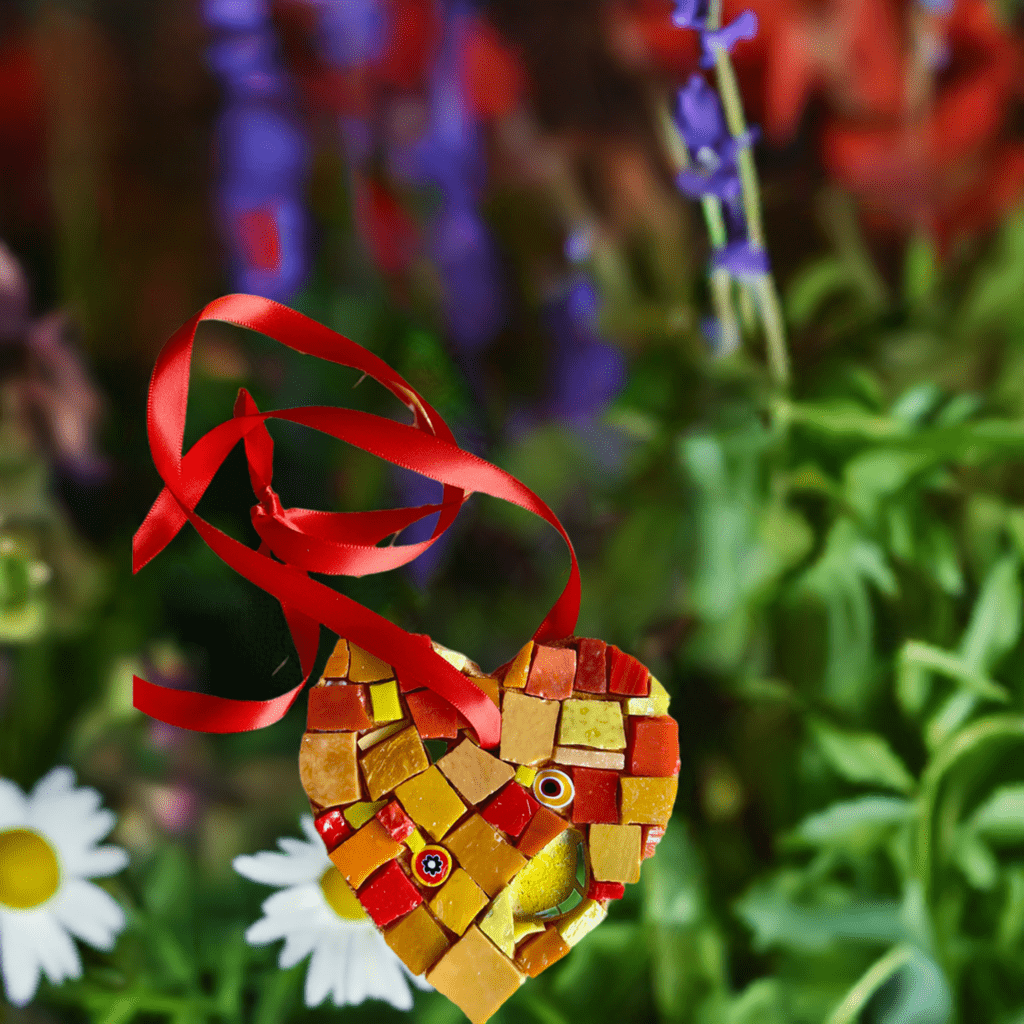 WinterCreek Mosaics Small work "Orange Glow" Mosaic heart