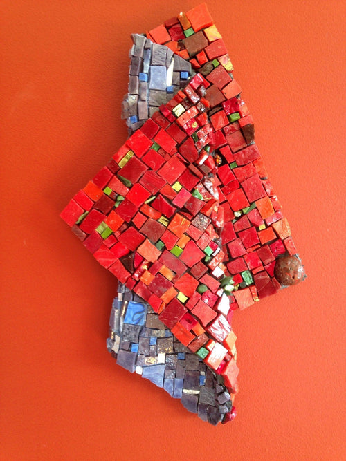 WinterCreek Mosaics wall hanging custom sizes please enquire / customs colours please enquire Red Fold mosaic