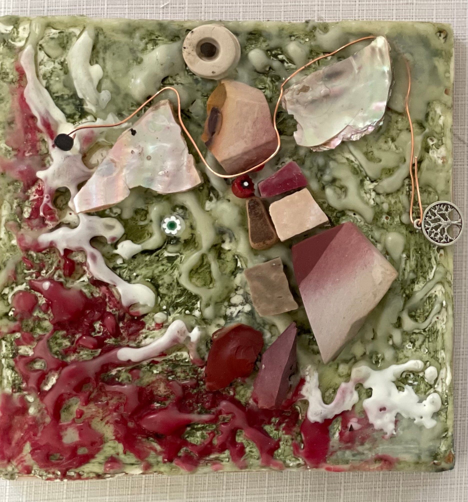 WinterCreek Mosaics Wall hanging mosaic Mosaic Angel  Crimson Forest  (encaustic)