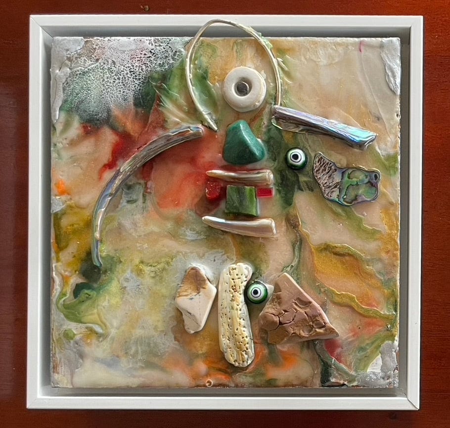 Mosaic Angel Paua Skies  (encaustic)