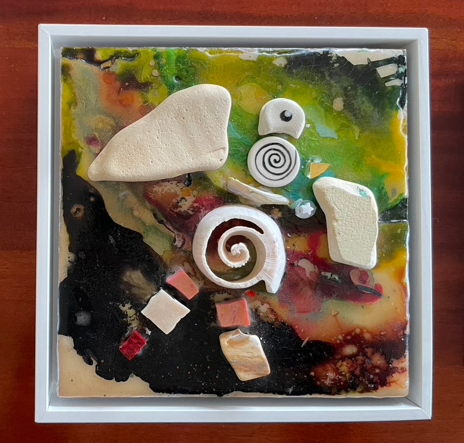 Mosaic Angel Sea shore (encaustic)