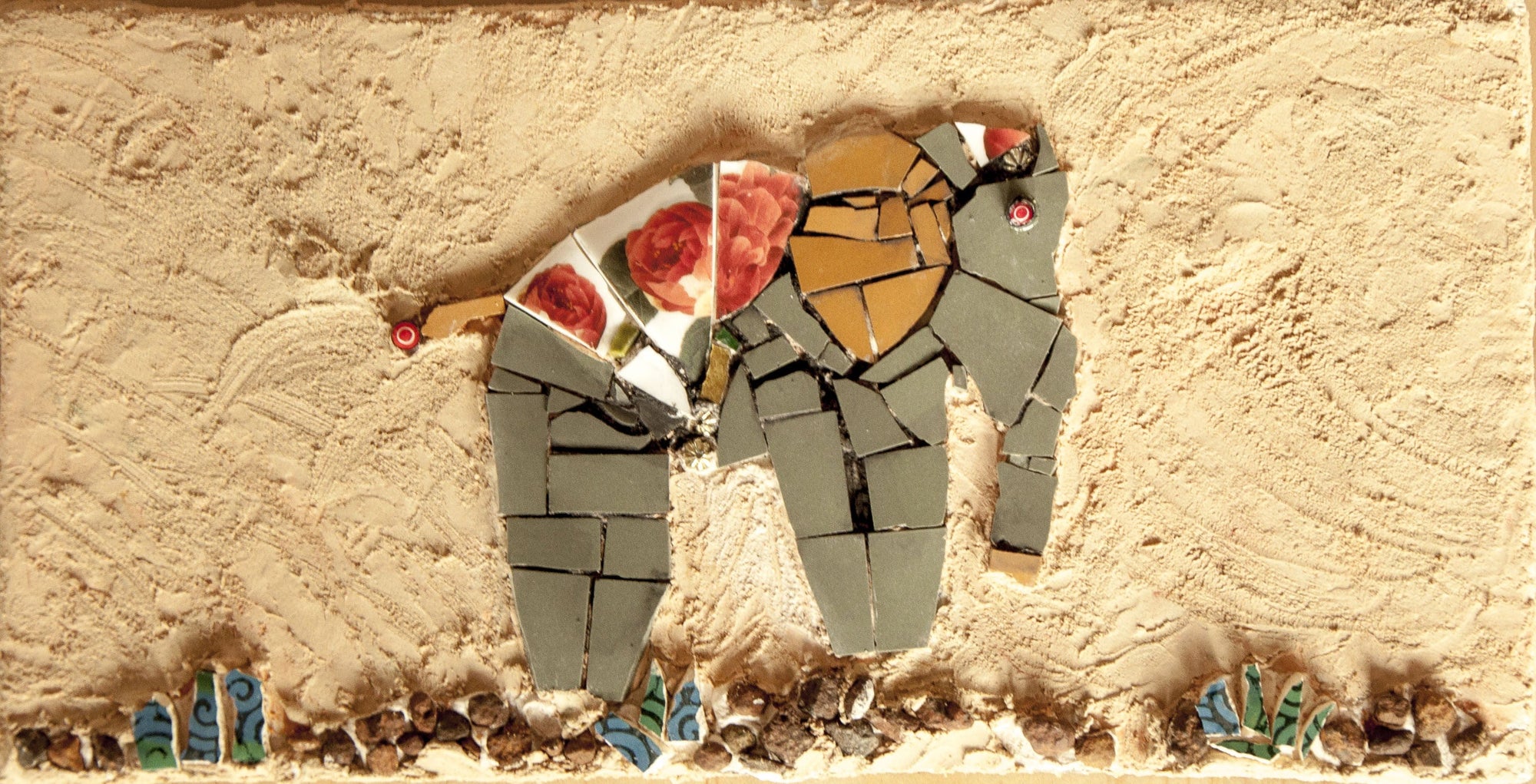 WinterCreek Mosaics wall hanging Rosa elephant