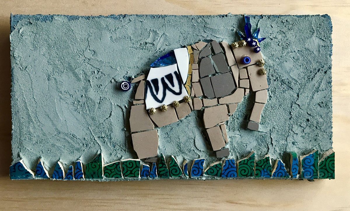 WinterCreek Mosaics wall hanging Royal elephant mosaic